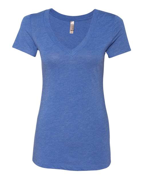 Next Level Women’s Triblend Deep V - Neck T-Shirt - Next Level 6740 Vintage Royal 2XL Short Sleeve T-Shirts