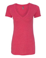 Next Level Women’s Triblend Deep V - Neck T-Shirt - Next Level 6740 Vintage Shocking Pink 2XL Short Sleeve T-Shirts