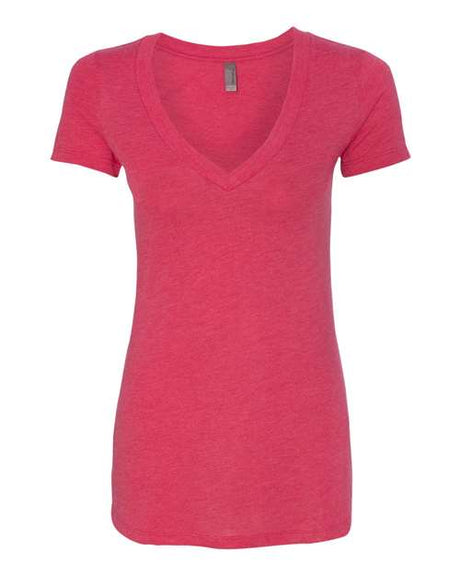 Next Level Women’s Triblend Deep V - Neck T-Shirt - Next Level 6740 Vintage Shocking Pink 2XL Short Sleeve T-Shirts
