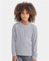 Next Level Youth Cotton Long Sleeve T-Shirt - Next Level 3311 Heather Grey XS Long Sleeve T-Shirts