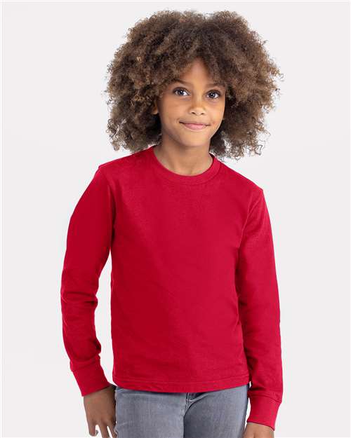Next Level Youth Cotton Long Sleeve T-Shirt - Next Level 3311 Red XS Long Sleeve T-Shirts