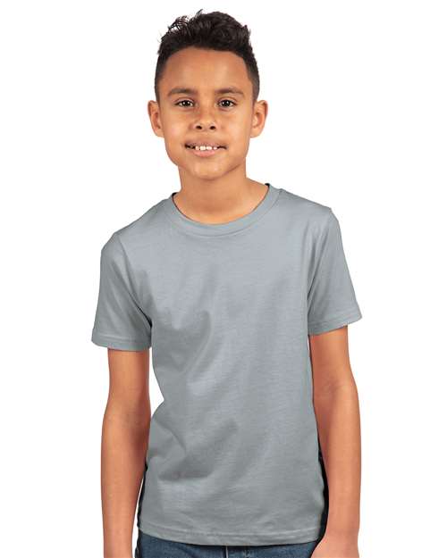 Next Level Youth Cotton T-Shirt - Next Level 3310 Light Grey XS Short Sleeve T-Shirts