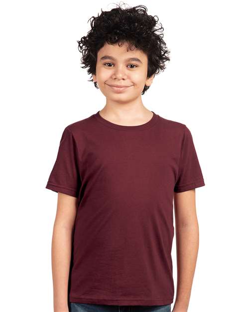 Next Level Youth Cotton T-Shirt - Next Level 3310 Maroon XS Short Sleeve T-Shirts