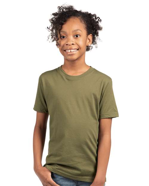 Next Level Youth Cotton T-Shirt - Next Level 3310 Military Green XS Short Sleeve T-Shirts