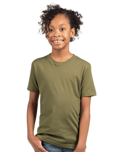 Next Level Youth Cotton T-Shirt - Next Level 3310 Military Green XS Short Sleeve T-Shirts