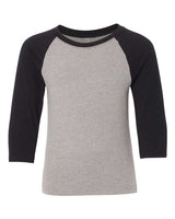 Next Level Youth CVC Three - Quarter Sleeve Raglan T-Shirt - Next Level 3352 Black Sleeves/ Dark Heather Grey Body XS Short Sleeve T-Shirts
