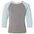 Next Level Youth CVC Three - Quarter Sleeve Raglan T-Shirt - Next Level 3352 Ice Blue Sleeves/ Dark Heather Grey Body XL Short Sleeve T-Shirts