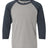 Next Level Youth CVC Three - Quarter Sleeve Raglan T-Shirt - Next Level 3352 Midnight Navy Sleeves/ Dark Heather Grey Body XL Short Sleeve T-Shirts