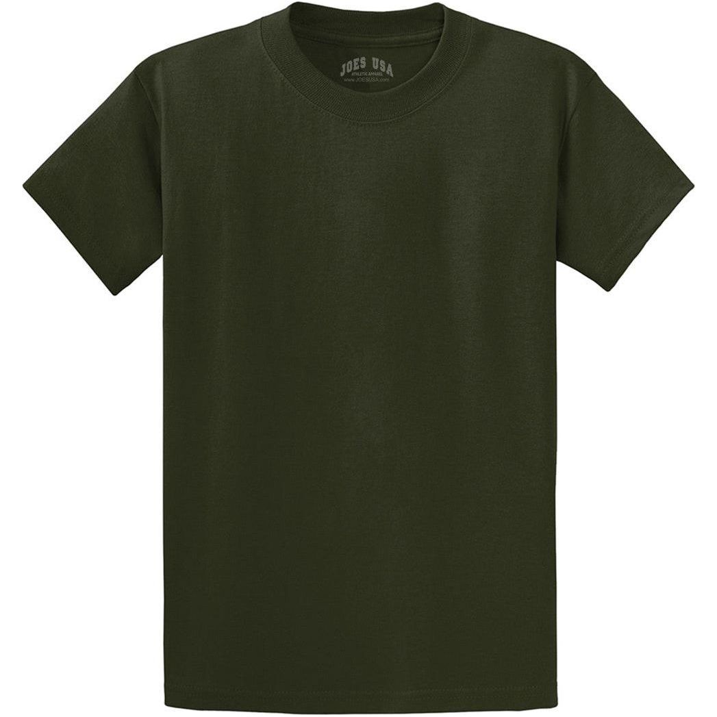 Men's Durable 100% Heavyweight Cotton T-Shirts in Regular, Big, and Tall Sizes-Olive T-Shirts Joe's USA Olive Small