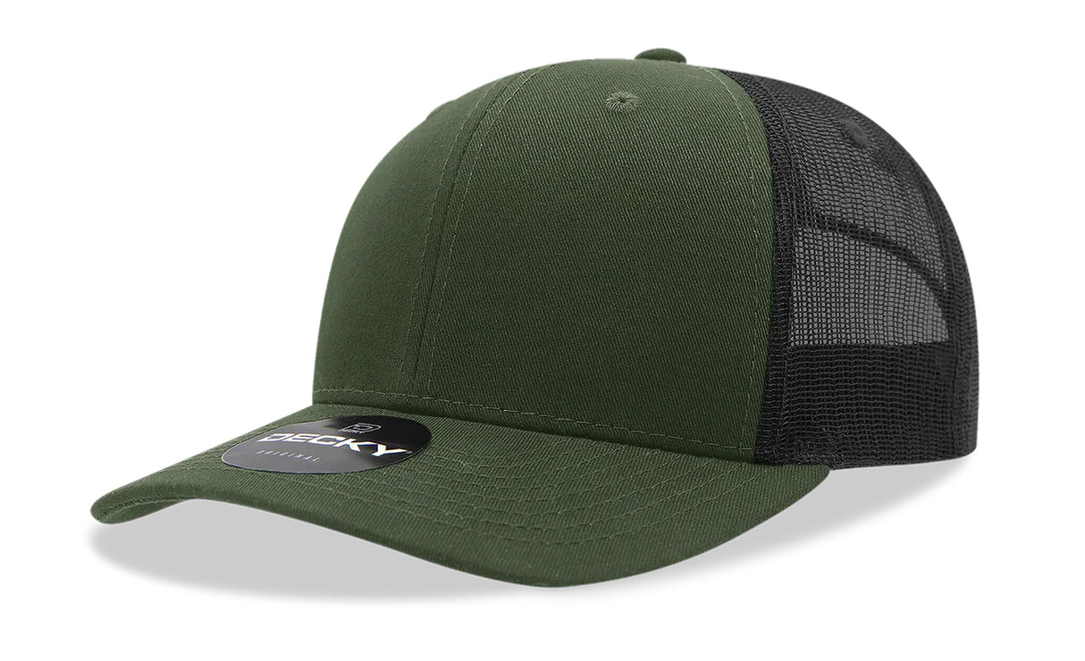 Decky 6 Panel Mid Profile Structured Cotton Blend Trucker | Decky 6021