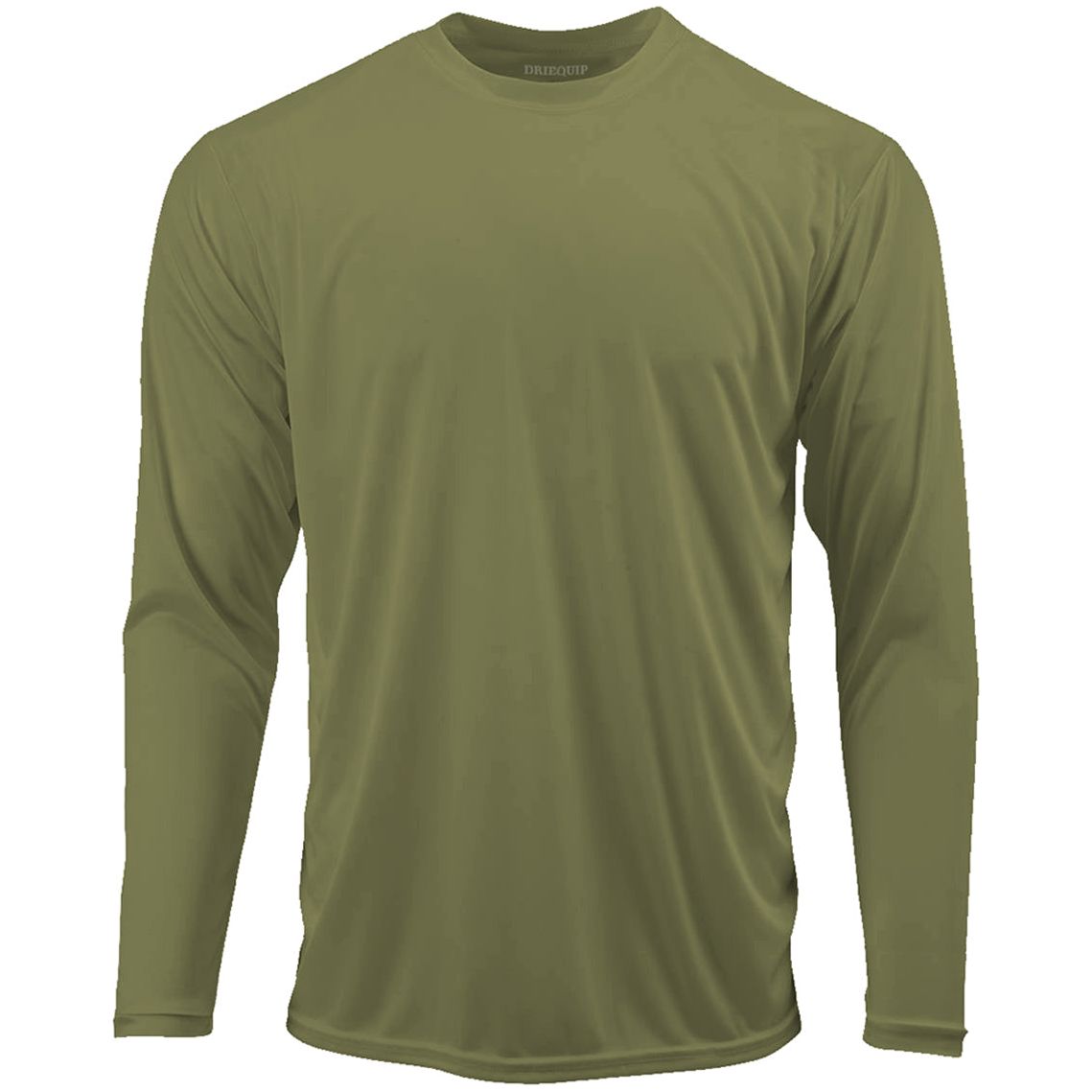 Mens Long Sleeve Moisture Wicking Athletic Shirts in Mens Sizes XS-4XL Activewear DRI-EQUIP Olive Drab Green