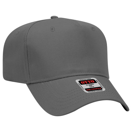 Otto Cap 31 - 069 - 5 Panel, Mid Profile Baseball Cap Charcoal Gray Caps