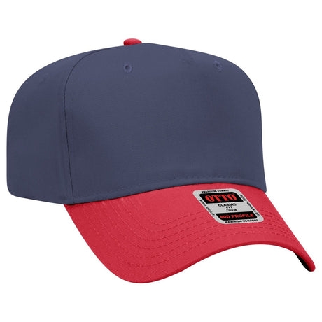 Otto Cap 31 - 069 - 5 Panel, Mid Profile Baseball Cap Red / Navy Caps