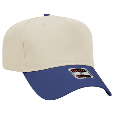 Otto Cap 31 - 069 - 5 Panel, Mid Profile Baseball Cap Royal / Natural Caps