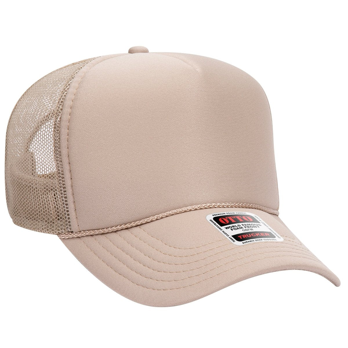 OTTO Cap 32 - 467 5 - Panel Mid - Profile Foam Trucker Hat | Wholesale Foam Snapback Khaki OSFM - Adult Hats