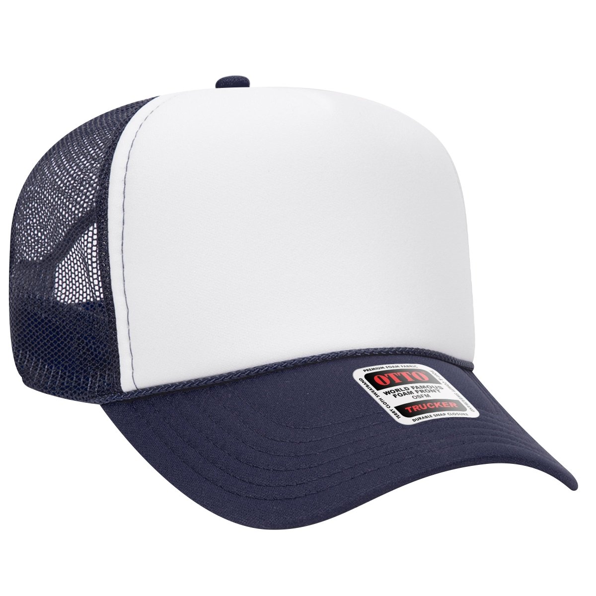 OTTO Cap 32 - 467 5 - Panel Mid - Profile Foam Trucker Hat | Wholesale Foam Snapback Nvy/Wht/Nvy OSFM - Adult Hats
