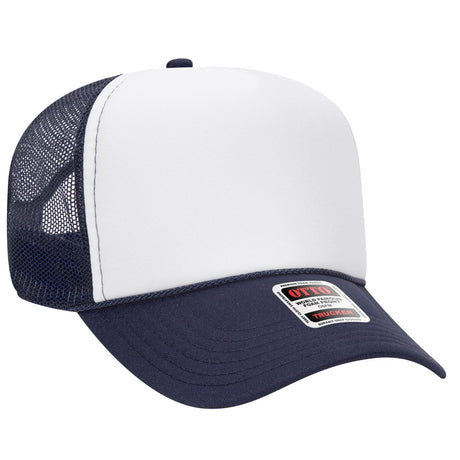 OTTO Cap 32 - 467 5 - Panel Mid - Profile Foam Trucker Hat | Wholesale Foam Snapback Nvy/Wht/Nvy OSFM - Adult Hats