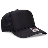 OTTO CAP 5 Panel High Crown Air Mesh Back Trucker Hat OTTO 39 - 166 Black OSFM - Adult Hats