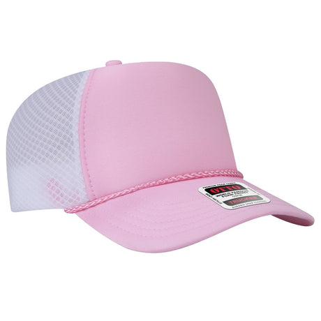 OTTO CAP 5 Panel High Crown Air Mesh Back Trucker Hat OTTO 39 - 166 S.Pnk/S.Pnk/Wht OSFM - Adult Hats