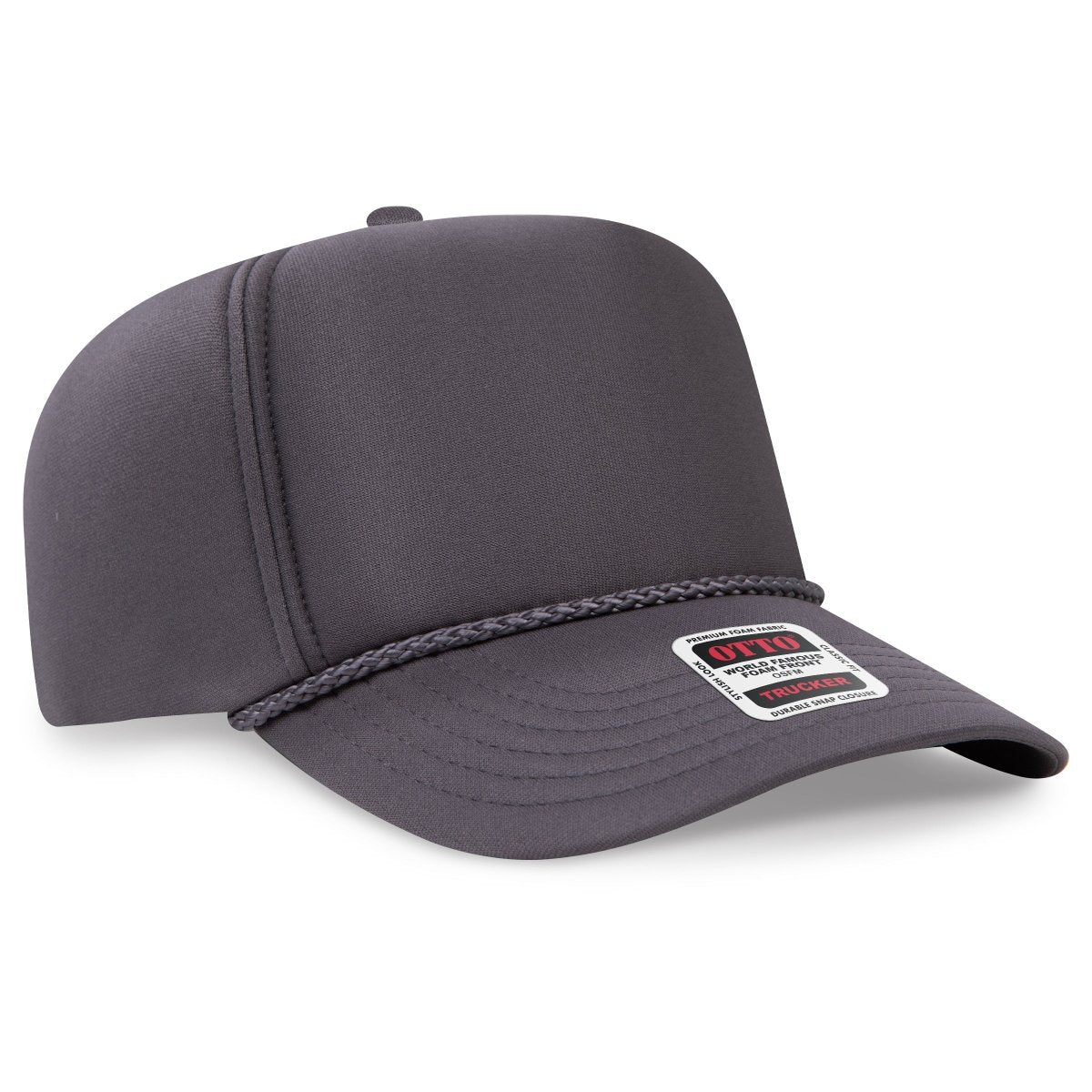 OTTO CAP 5 Panel High Crown Full Foam Cap OTTO 394 - 1 Char. Gray OSFM - Adult Hats