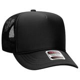 OTTO CAP 5 Panel High Crown Mesh Back Trucker Hat OTTO 39 - 165 Black Young Adult Hats