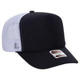 OTTO CAP 5 Panel High Crown Mesh Back Trucker Hat OTTO 39 - 165 Blk/Blk/Wht OSFM - Adult Hats