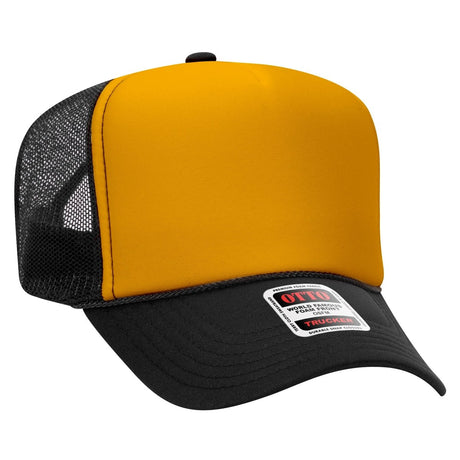OTTO CAP 5 Panel High Crown Mesh Back Trucker Hat OTTO 39 - 165 Blk/Gld/Blk OSFM - Adult Hats