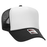 OTTO CAP 5 Panel High Crown Mesh Back Trucker Hat OTTO 39 - 165 Blk/Wht/Blk OSFM - Adult Hats