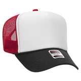 OTTO CAP 5 Panel High Crown Mesh Back Trucker Hat OTTO 39 - 165 Blk/Wht/Red OSFM - Adult Hats