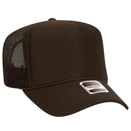 OTTO CAP 5 Panel High Crown Mesh Back Trucker Hat OTTO 39 - 165 Brown OSFM - Adult Hats