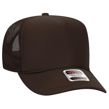 OTTO CAP 5 Panel High Crown Mesh Back Trucker Hat OTTO 39 - 165 Brown Young Adult Hats