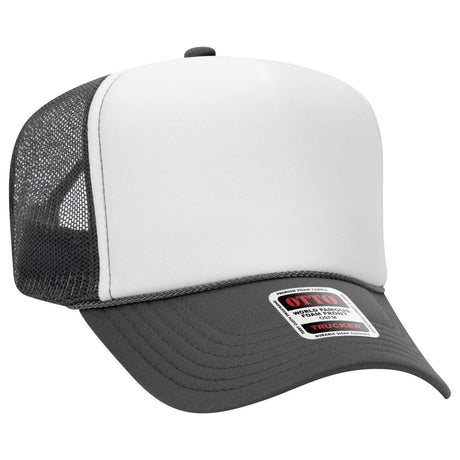 OTTO CAP 5 Panel High Crown Mesh Back Trucker Hat OTTO 39 - 165 Ch.Gry/Wht/Ch.Gry OSFM - Adult Hats