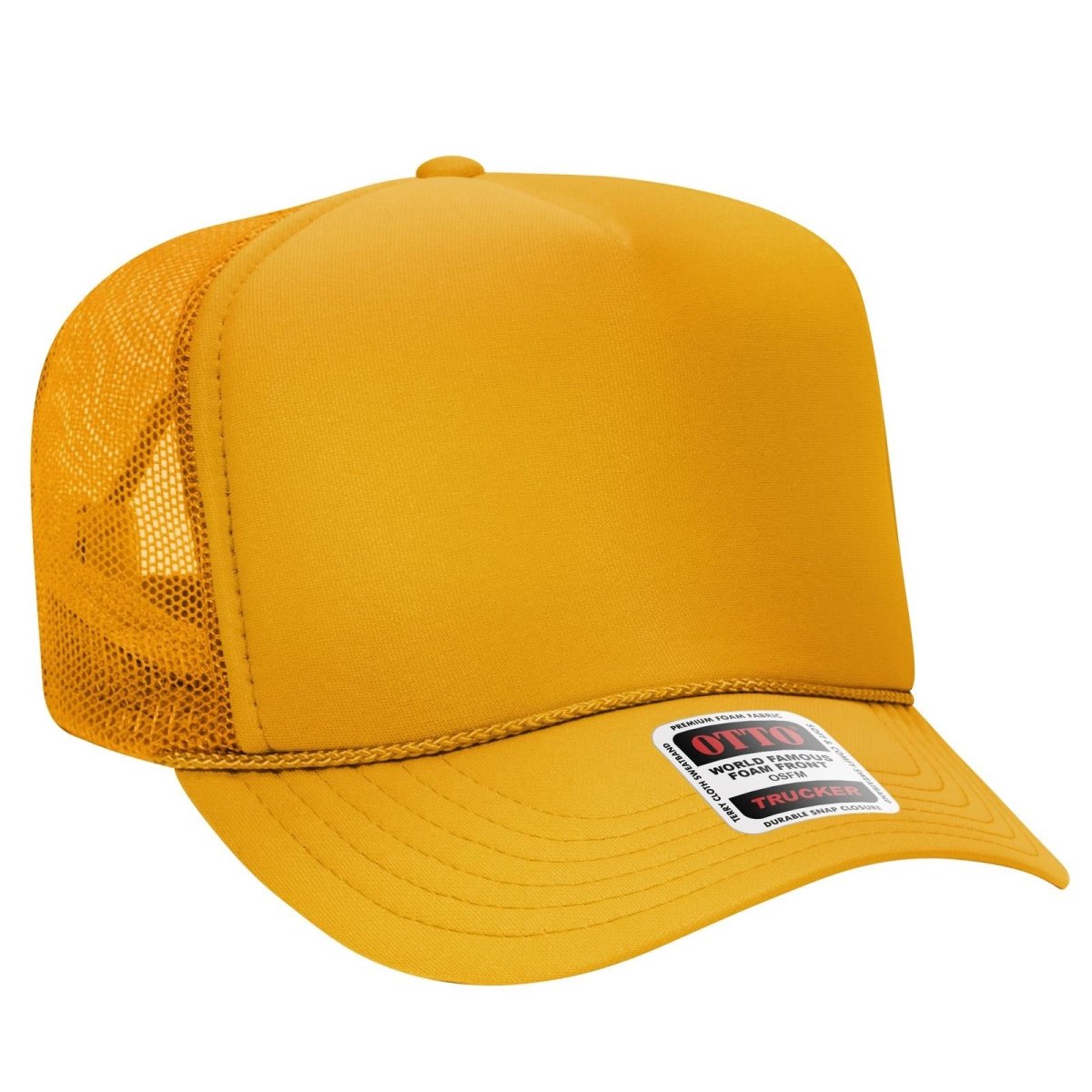 OTTO CAP 5 Panel High Crown Mesh Back Trucker Hat OTTO 39 - 165 Gold OSFM - Adult Hats