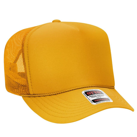OTTO CAP 5 Panel High Crown Mesh Back Trucker Hat OTTO 39 - 165 Gold OSFM - Adult Hats