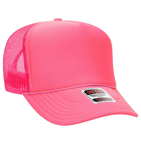 OTTO CAP 5 Panel High Crown Mesh Back Trucker Hat OTTO 39 - 165 N. Pink OSFM - Adult Hats