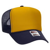 OTTO CAP 5 Panel High Crown Mesh Back Trucker Hat OTTO 39 - 165 Nvy/Gld/Nvy OSFM - Adult Hats