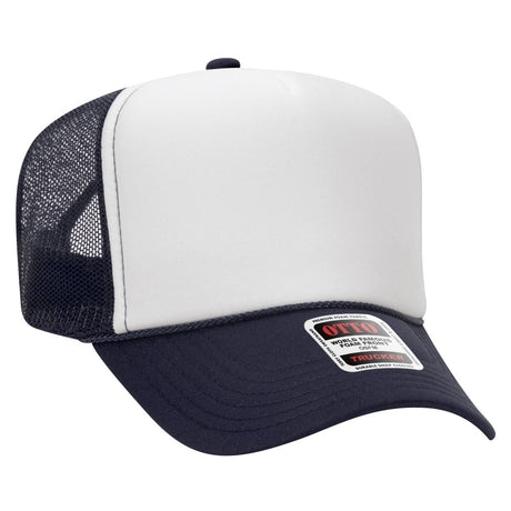 OTTO CAP 5 Panel High Crown Mesh Back Trucker Hat OTTO 39 - 165 Nvy/Wht/Nvy OSFM - Adult Hats