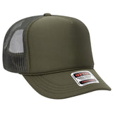 OTTO CAP 5 Panel High Crown Mesh Back Trucker Hat OTTO 39 - 165 Ol. Green Young Adult Hats