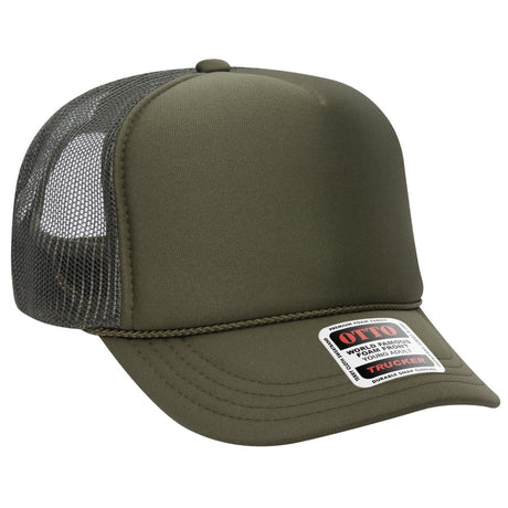 OTTO CAP 5 Panel High Crown Mesh Back Trucker Hat OTTO 39 - 165 Ol. Green Young Adult Hats