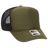 OTTO CAP 5 Panel High Crown Mesh Back Trucker Hat OTTO 39 - 165 Ol.Grn/Ol.Grn/Blk OSFM - Adult Hats