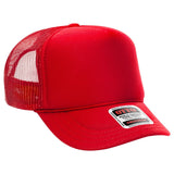 OTTO CAP 5 Panel High Crown Mesh Back Trucker Hat OTTO 39 - 165 Red Young Adult Hats