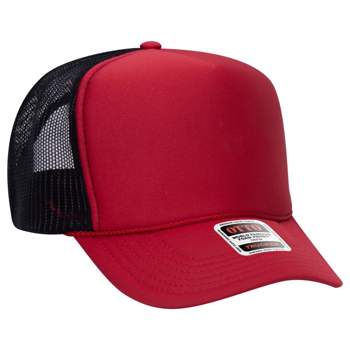 OTTO CAP 5 Panel High Crown Mesh Back Trucker Hat OTTO 39 - 165 Red/Red/Blk OSFM - Adult Hats