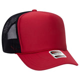 OTTO CAP 5 Panel High Crown Mesh Back Trucker Hat OTTO 39 - 165 Red/Red/Blk OSFM - Adult Hats