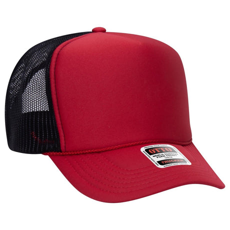OTTO CAP 5 Panel High Crown Mesh Back Trucker Hat OTTO 39 - 165 Red/Red/Blk OSFM - Adult Hats