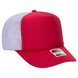 OTTO CAP 5 Panel High Crown Mesh Back Trucker Hat OTTO 39 - 165 Red/Red/Wht OSFM - Adult Hats