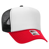 OTTO CAP 5 Panel High Crown Mesh Back Trucker Hat OTTO 39 - 165 Red/Wht/Blk OSFM - Adult Hats