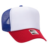 OTTO CAP 5 Panel High Crown Mesh Back Trucker Hat OTTO 39 - 165 Red/Wht/Ryl OSFM - Adult Hats