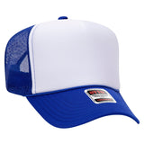 OTTO CAP 5 Panel High Crown Mesh Back Trucker Hat OTTO 39 - 165 Ryl/Wht/Ryl OSFM - Adult Hats