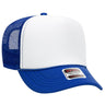 OTTO CAP 5 Panel High Crown Mesh Back Trucker Hat OTTO 39 - 165 Ryl/Wht/Ryl Young Adult Hats