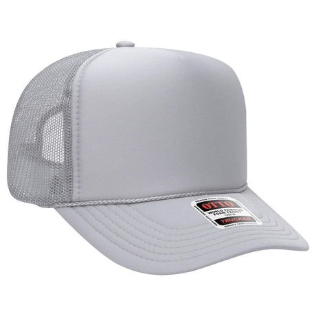 OTTO CAP 5 Panel High Crown Mesh Back Trucker Hat OTTO 39 - 165 Silver Gray OSFM - Adult Hats